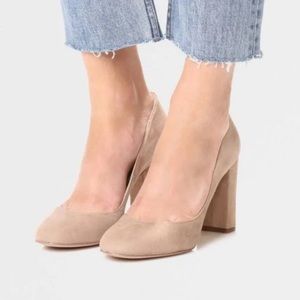 Sam Edelman Taupe Block Heel Pumps